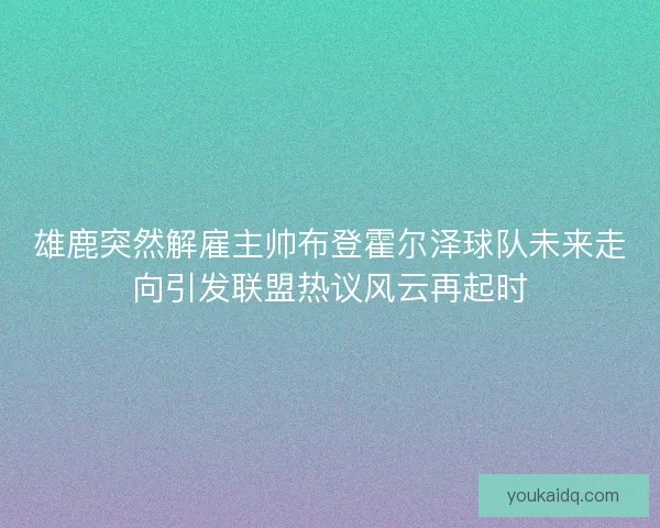 雄鹿突然解雇主帅布登霍尔泽球队未来走向引发联盟热议风云再起时